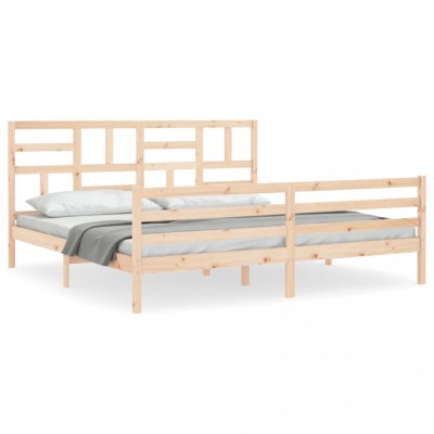 Cadru de pat cu tablie Super King Size, lemn masiv foto