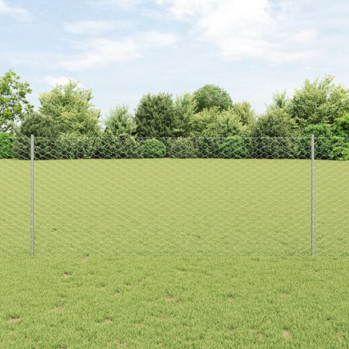 vidaXL Set de gard hexagonal Set de 2 Oțel galvanizat 25 x 1 m Durabil