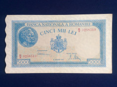 Bancnote Romania - 5000 lei 20 decembrie1945 - seria 0258319 filigran vertical foto