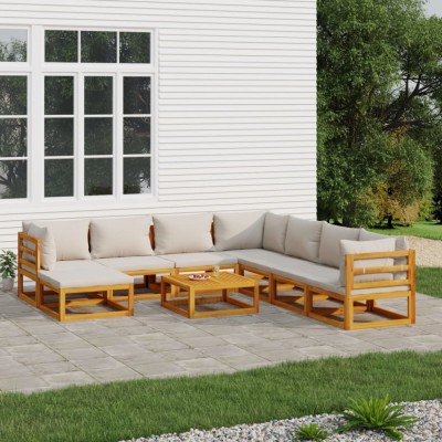 Gossi set mobilier gradina cu perne gri deschis, 9 piese, lemn pin foto