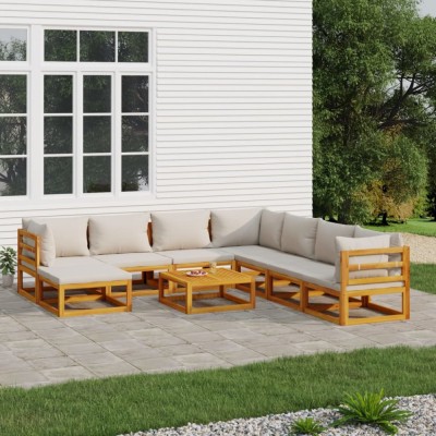 Set mobilier gradina cu perne gri deschis, 9 piese, lemn pin GartenMobel Dekor foto