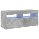 Cumpara ieftin Comoda TV cu lumini LED, gri beton, 90x35x40 cm