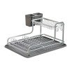 Suport Vase Cromat cu Tava Scurgere si Suport Tacamuri Detasabil, Argintiu Mat, 43x36x22.5 cm