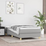 VidaXL Pat box spring cu saltea, gri deschis, 90x200 cm, textil