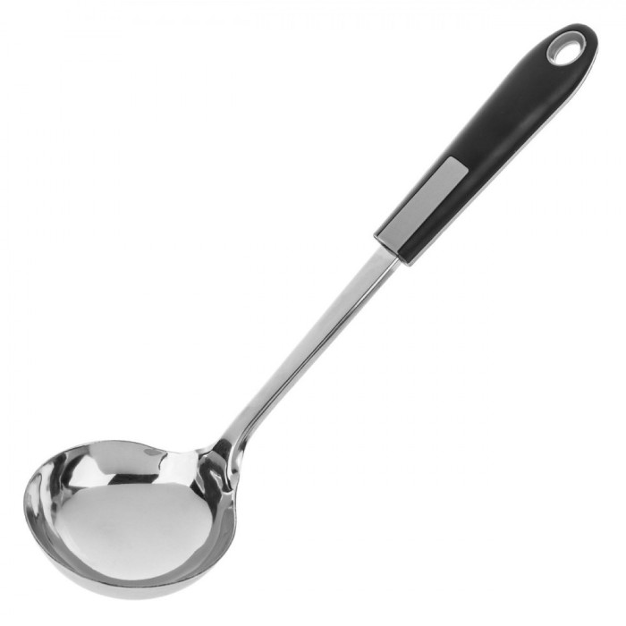 Polonic Bucătărie, Inox, 30cm, M&acirc;ner Cauciuc, Negru