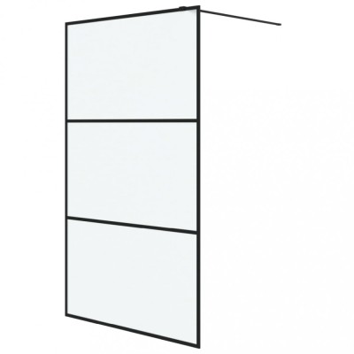 Perete cabina dus walk-in negru 115x195 cm sticla ESG mata foto