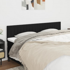 vidaXL Tăblii de pat, 2 buc, negru, 80x5x78/88 cm, textil foto