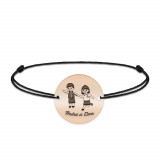 Best Friends - Bratara personalizata snur prieteni din argint 925 placat cu aur roz