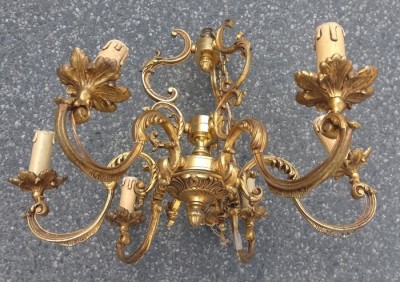 Un superb candelabru din bronz masiv cu 6 brațe in stilul Rococo foto