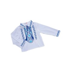 Ie traditionala baieti - Camasa brodata cu motive traditionale albastre - GBY107