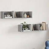 vidaXL Dulapuri Perete, 2 buc, Gri Sonoma, 75x18x16.5 cm, Lemn Prelucrat, Rafturi Suspendate, Depozitare Living