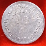 (M1526) MONEDA CONGO / LEOPOLVILLE - 10 FRANCS 1965, SINGUR AN DE BATERE PENTRU ACEST MODEL