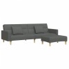 Canapea extensibila cu taburet, 2 locuri, gri inchis, textil