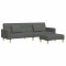 Canapea extensibila cu taburet, 2 locuri, gri inchis, textil