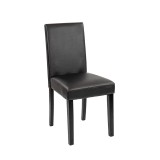 Scaun Sufragerie Kelly, Piele Ecologica Neagra, Confortabil, 120kg, Lemn Masiv, Modern, Bucatarie/Living