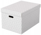 Cutie Depozitare Esselte Home Recycled, Carton, 51x35x30 Cm, Cu Capac, 3 Buc/set, Alb