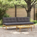vidaXL Unitate canapea de mijloc Acacia Deschis și Gri &icirc;nchis 3418153