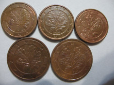 Germania (12) - 1 Euro Cent 2010 A, D, 2011 D, 2 Euro Cent 2010, 2011 D foto