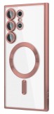Husa Luxury tip MagSafe compatibila cu Samsung Galaxy S24 Ultra, protectie camera, Margini colorate, Roz, Oem