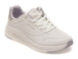Pantofi sport SKECHERS albi, UNO LITE 2, din piele ecologica