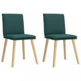 VidaXL Scaune de bucătărie, 2 buc., verde &icirc;nchis, material textil