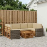 vidaXL Set de canapele de exterior cu pernă 7 pcs Natural și Bej 3384099