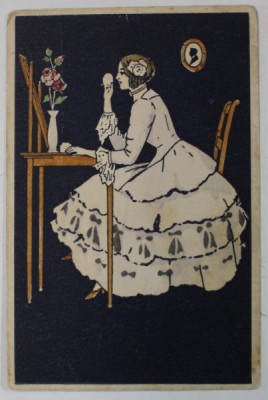TANARA LA OGLINDA , MOTIVE ART - NOUVEAU , CARTE POSTALA , INCEPUTUL SEC. XX foto