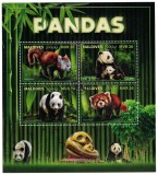 Timbre Maldive 2017: Ursi Panda, Set Complet (Colita + Bloc) - Colectie Straine, Tema Animale