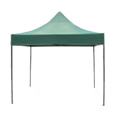 Cort pavilion, cu cadru metalic, pliabil, dimensiuni 3x3 m, acoperis din panza impermeabila, pentru curte, gradina, evenimente, verde/negru