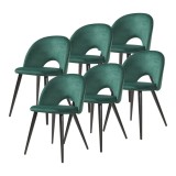 Set 6 scaune dining Karijoki din catifea verde inchis cu picioare negre