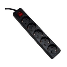Prelungitor 1.5 metri 5 prize intrerupator cablu 3 x 1mm Negru foto
