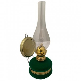Lampa cu gaz lampant Vivatechnix Classic TR-1002V, rezervor sticla cu catifea, oglinda metal, Verde foto