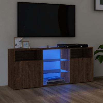 Comodă TV cu lumini LED, stejar maro, 120x30x50 cm foto