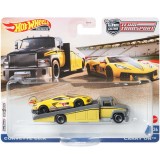 Set masinute Hot Wheels Car Culture - Team transport, Carry On cu masinuta Corvette C8.R, 1:64