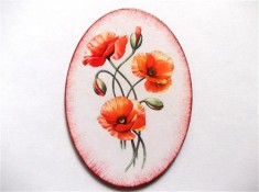 Buchet de maci rosii magnet oval, produs lucrat manual decoratiune frigider 41260
