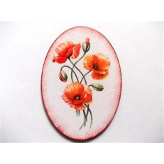 Buchet de maci rosii magnet oval, produs lucrat manual decoratiune frigider 41260