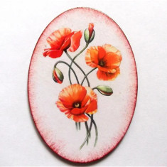 Buchet de maci rosii magnet oval, produs lucrat manual decoratiune frigider 41260