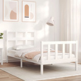 Cadru de pat cu tablie single, alb, lemn masiv GartenMobel Dekor, vidaXL