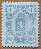 FINLANDA-1910- ''Timbru imperial -rus-cu val in marci Finice= 1MARK''-nestampilata.-Vezi-Scan