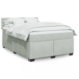 VidaXL Pat box spring cu saltea, gri deschis, 160x200 cm, catifea 3286360