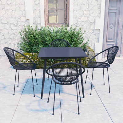 vidaXL Set mobilier de exterior, 5 piese, negru, ratan PVC foto