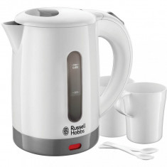 Fierbator Russell Hobbs Travel 23840-70, 1000 W, 0.85 l, 2 cesti, 2 lingurite, Alb/Gri