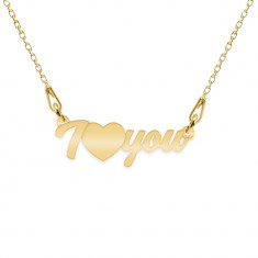 I Love You - Colier personalizat argint 925 placat cu aur galben 24K