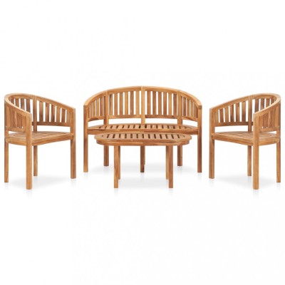 Set mobilier grădină tip banană, 4 piese, lemn masiv de tec foto