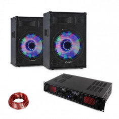 Fenton LED10BT, DJ PA set, 2 boxe PA Fenton, amplificator HiFi Skytec, cablu de difuzor foto