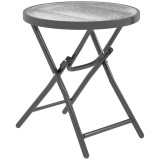 Outsunny Masa de cafea rotundă bistro pentru grădină &Oslash; 60 x 50H cm pliabilă din metal negru cu blat de sticlă temperată negru | Aosom Romania