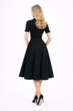 Women's Shirt Collar Midi Black Dress