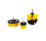 Set 3 Perii de Curatare &empty;5cm 8,5cm 10cm cu Adaptor 1/4&quot; pentru Bormasina sau Autofiletanta, Galben cu Negru, Oem