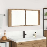 VidaXL Dulap cu Oglindă LED Stejar Artizanal 100x12x45 cm Lemn Prelucrat