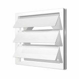 Grila ventilatie &Oslash;100mm patrata cu lamele gravitationale, exterior 150x150, ASA plastic Alb